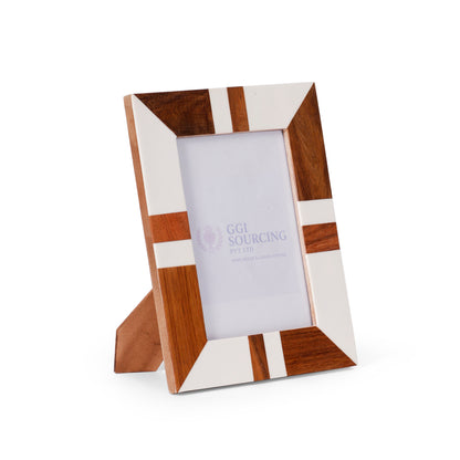 Woodline Ivory Resin-Coated Photo Frame 5 × 7 Inch | Navakrti Decor