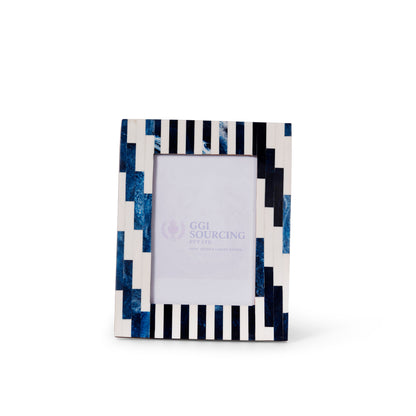 Blue Mosaic Stripe Resin Coated Photo Frame 5 × 7 Inch | Navakrti Decor