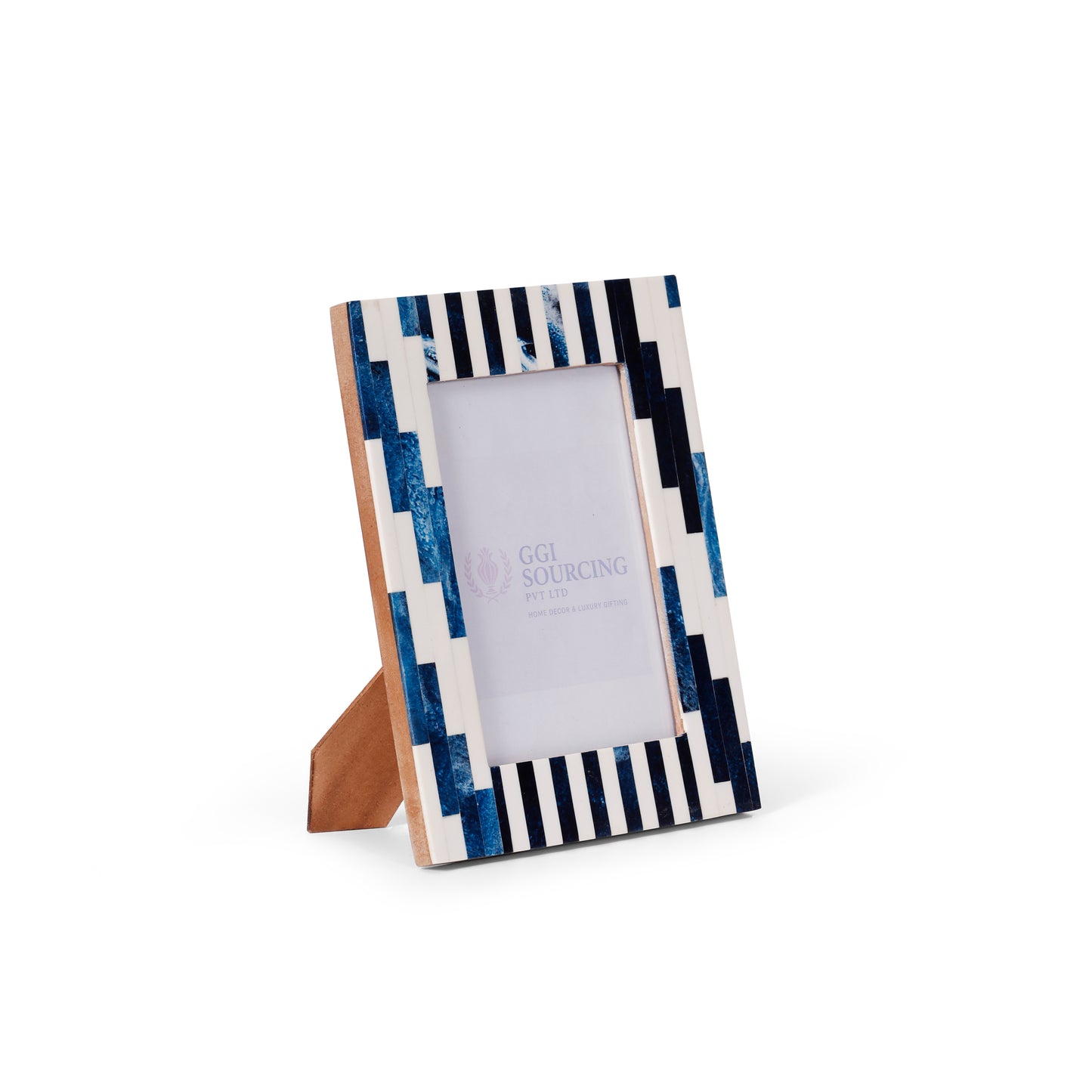 Blue Mosaic Stripe Resin Coated Photo Frame 5 × 7 Inch | Navakrti Decor