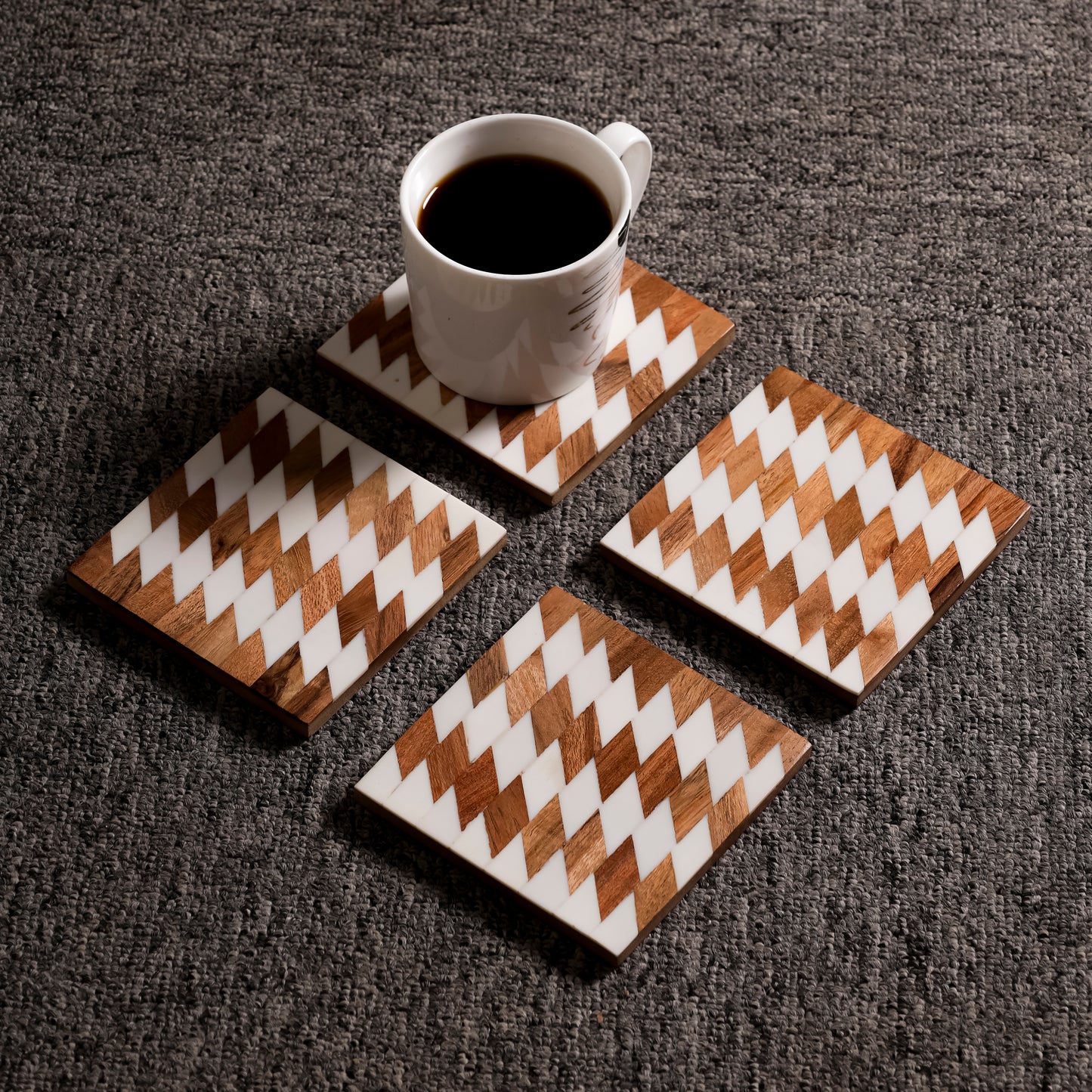 Handcrafted Geometric Design Tea & Coffee Coasters (10×10 cm)