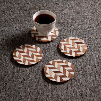 Wooden & Resin Geometric Coasters Handcrafted MDF Coaster Set (10 × 10 cm)