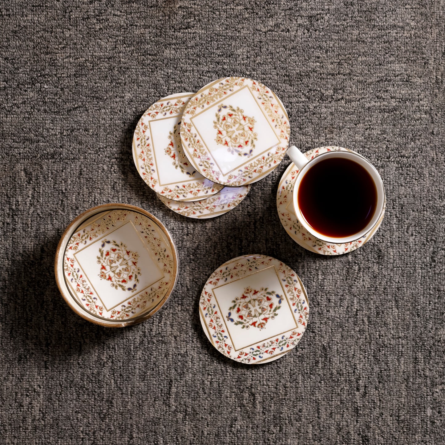 Handcrafted Floral Design Tea & Coffee Coasters (10×10 cm)