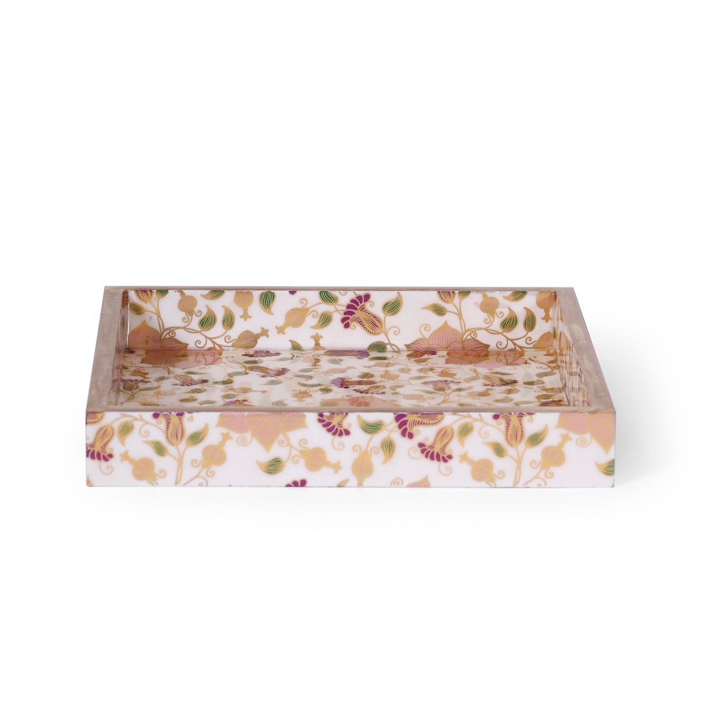 Floral Wooden Serving Tray | MDF & Resin Decorative Table Tray