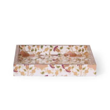Floral Wooden Serving Tray | MDF & Resin Decorative Table Tray
