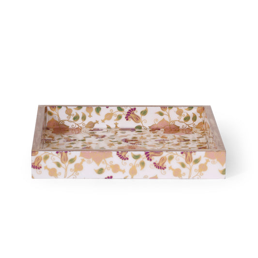 Floral Wooden Serving Tray | MDF & Resin Decorative Table Tray