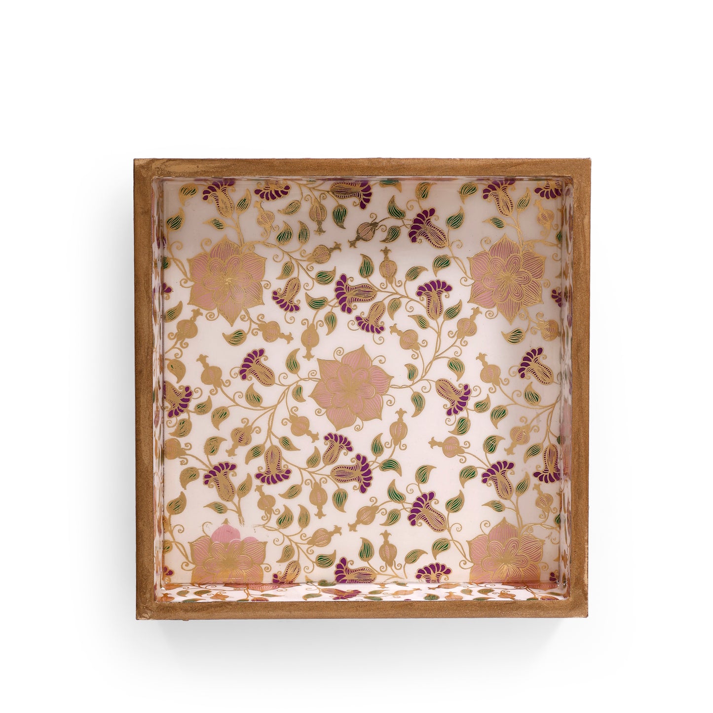 Floral Wooden Serving Tray | MDF & Resin Decorative Table Tray