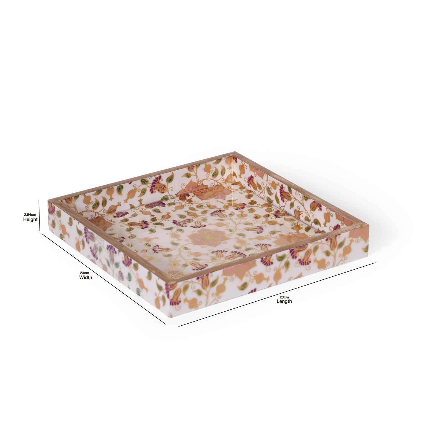 Floral Wooden Serving Tray | MDF & Resin Decorative Table Tray