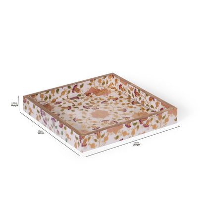 Floral Wooden Serving Tray | MDF & Resin Decorative Table Tray