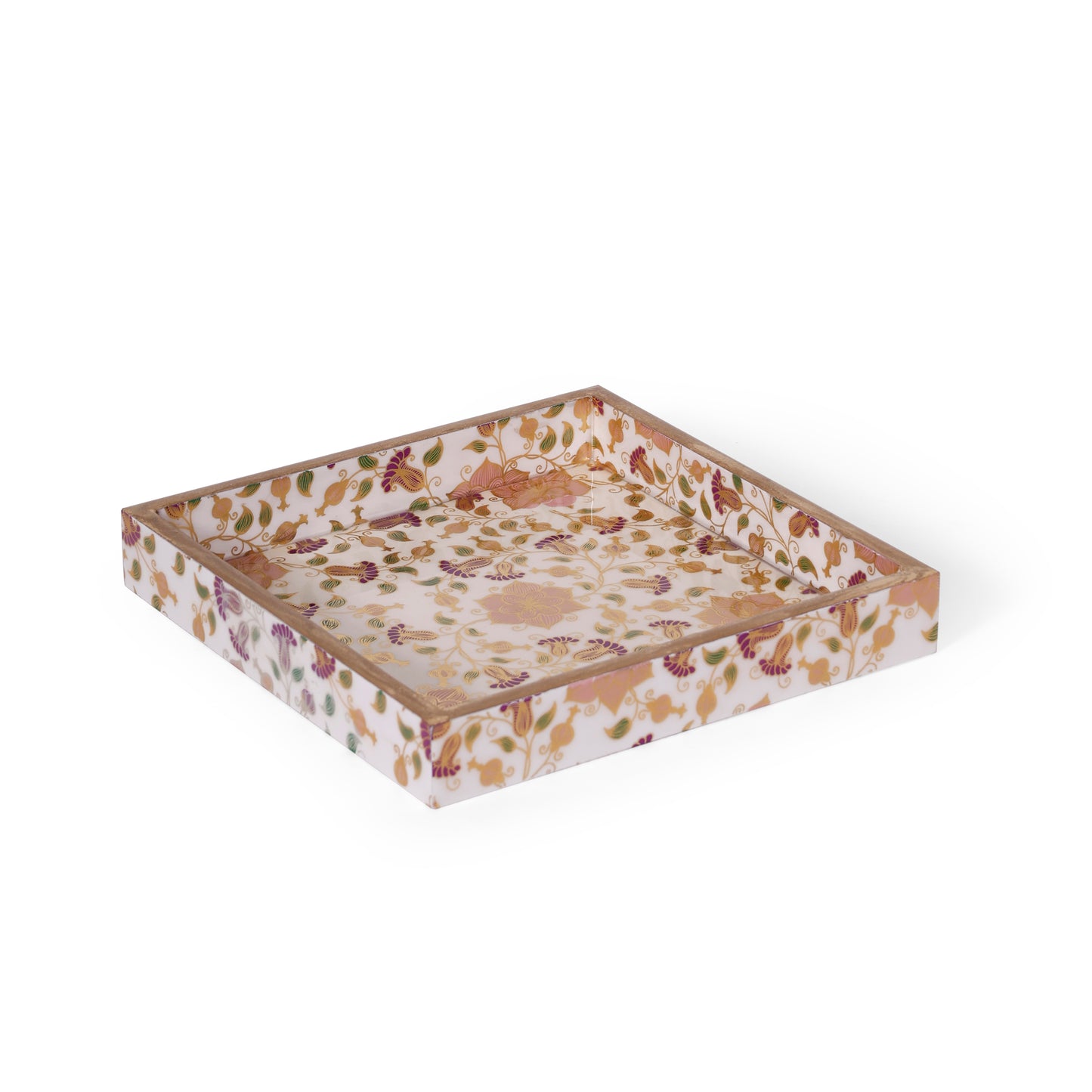 Floral Wooden Serving Tray | MDF & Resin Decorative Table Tray