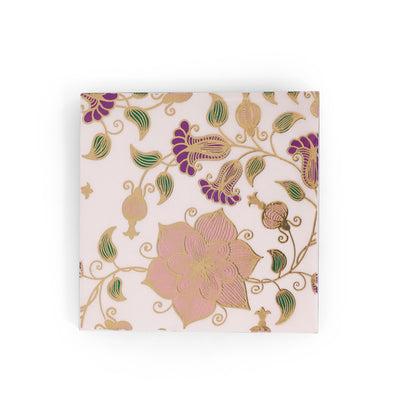 Royal Floral Resin Wooden Coaster Set (Set of 6, 10×10 cm) | Navakrti Decor
