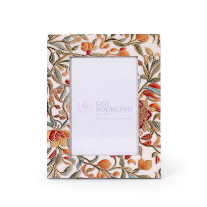 Crimson Bloom Resin Coated MDF Photo Frame | Red Floral Decorative Picture Frame