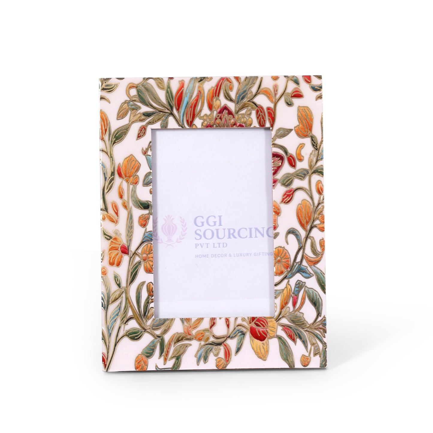 Navakrti Decor Crimson Bloom Resin-Coated MDF Photo Frame – 4 × 6 Inch | Red Floral Decorative Picture Frame