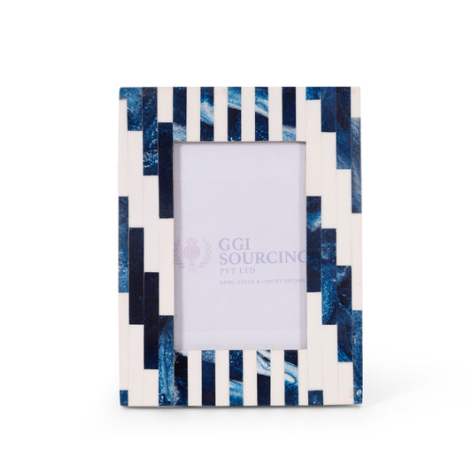 BlueStripe Resin-Coated Photo Frame – 4 × 6 Inch | Navakrti Decor