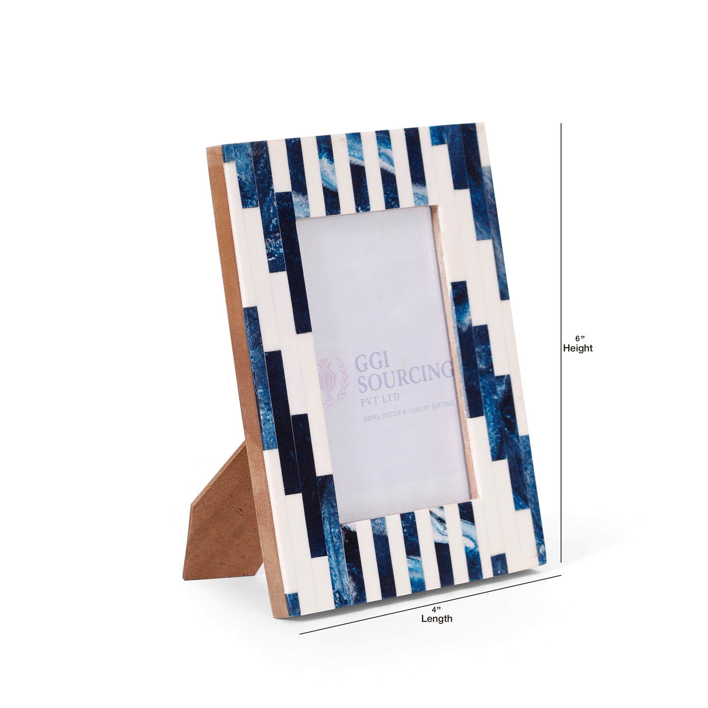 BlueStripe Resin-Coated Photo Frame – 4 × 6 Inch | Navakrti Decor