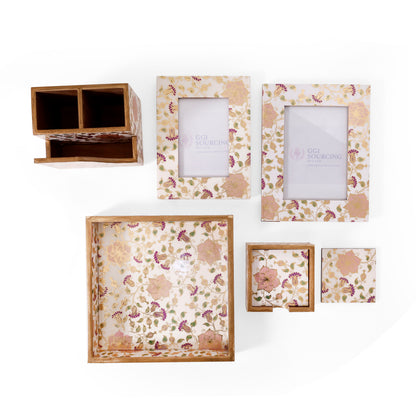 Floral Wooden Desk & Table Décor Gift Set