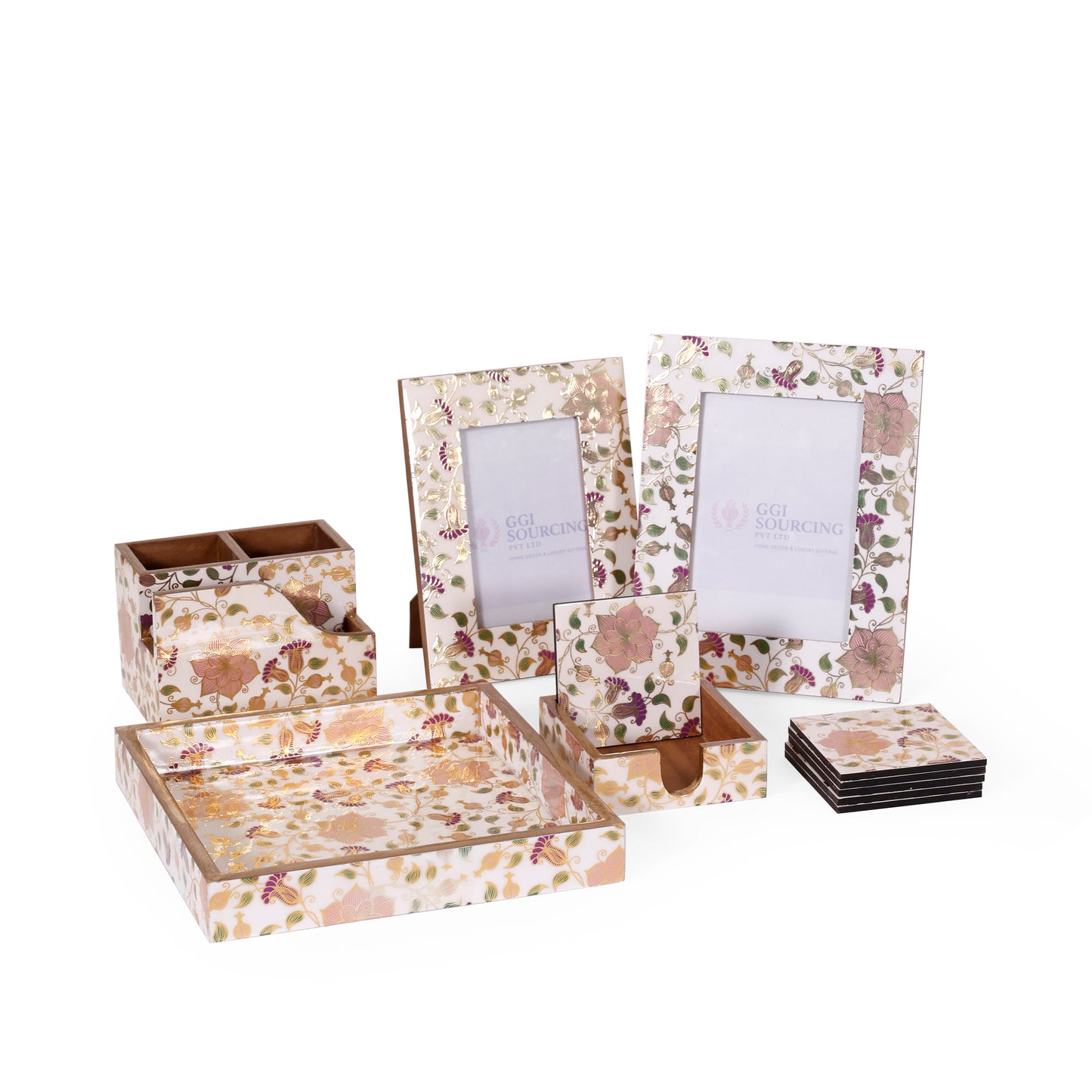 Floral Wooden Desk & Table Décor Gift Set