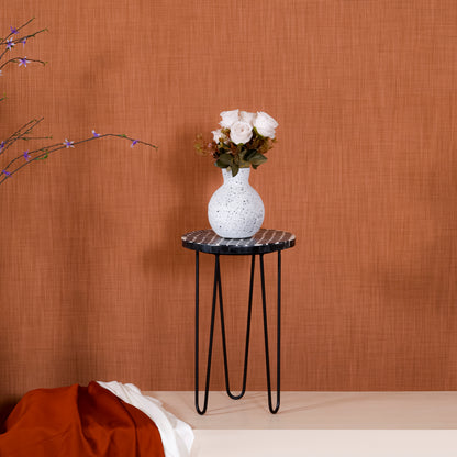 Handcrafted Geometric Design Wooden Resin Top Side Table