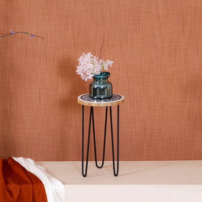 Plant Stand with Metal Legs with Handcrafted Round Design (20 cm Dia × 34 cm Height)