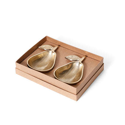 Navakrti Decor Elegant Gold Pear Decorative Bowl Set