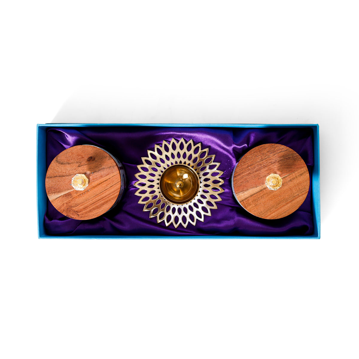 Navakriti Decor Royal Peacock Jar Set of 2 & Brass Diya Festive Gift Set
