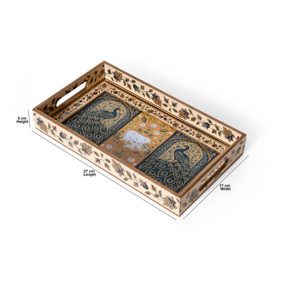 Navakriti Decor Royal Peacock & Elephant Floral Nesting Tray Set of 3