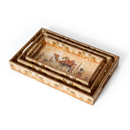 Navakriti Decor Royal Desert Camel Nesting Tray Set of 3