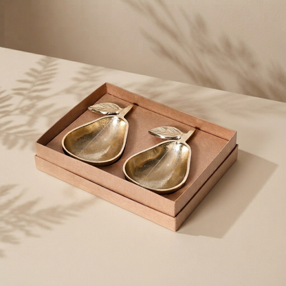 Navakrti Decor Elegant Gold Pear Decorative Bowl Set