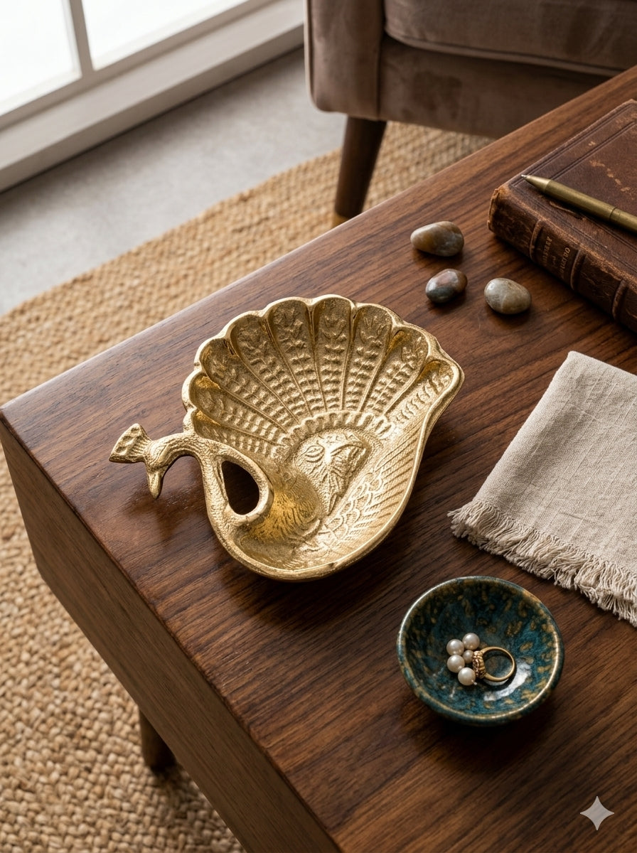 Navakrti Decor Luxurious Gold Peacock Decorative Bowl