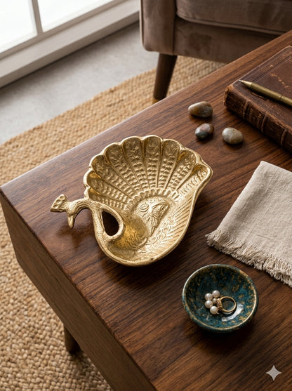 Navakrti Decor Luxurious Gold Peacock Decorative Bowl