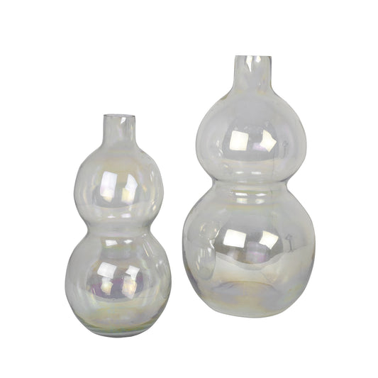 Moonlit Glass: Silver Vase Pair