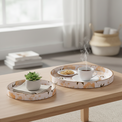 Floral Printed Resin Wooden Serving Tray | Navakrti Decor