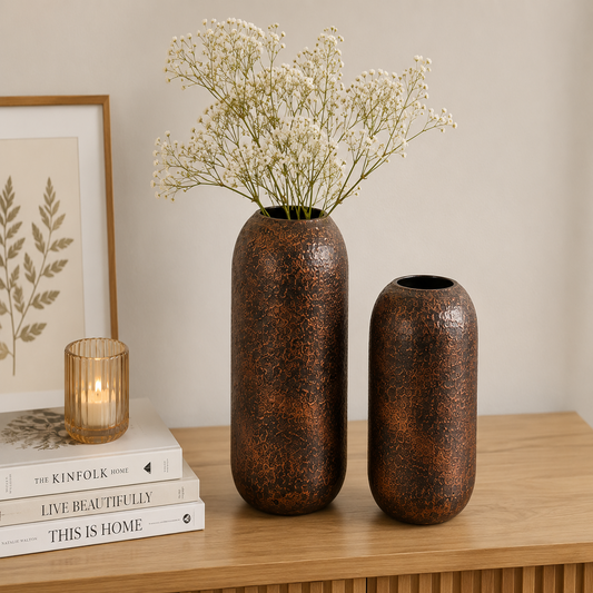Molten Muse Antique Copper Vase Set of 2 ( Large & Medium)